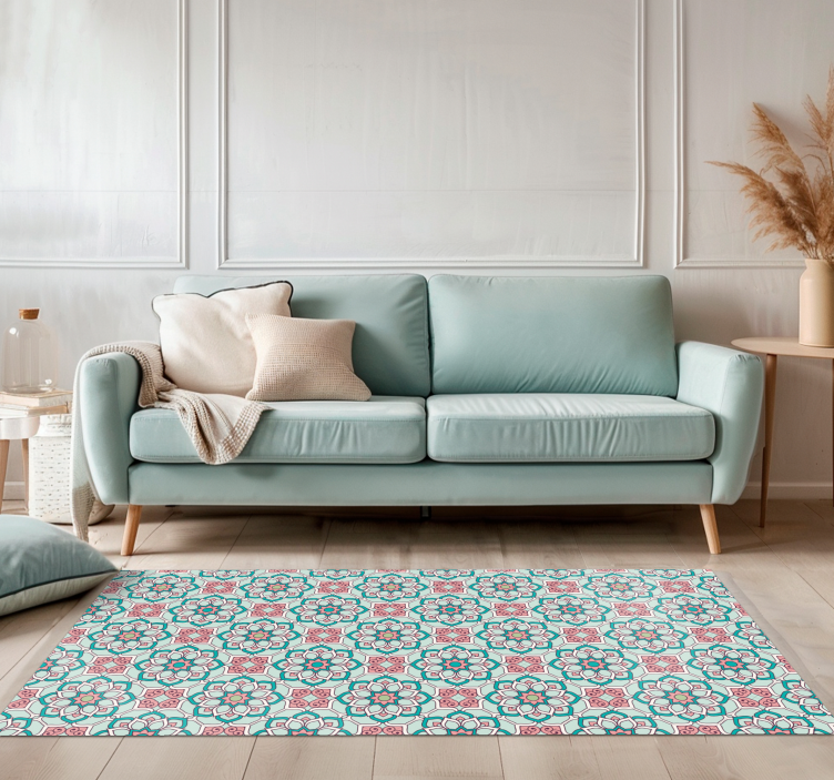 Tile Effect Pattern Overlay tile vinyl rug - TenStickers