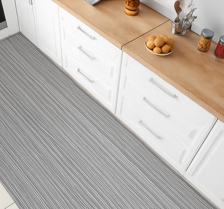 Gray thin striped  kitchen vinyl rug - TenStickers