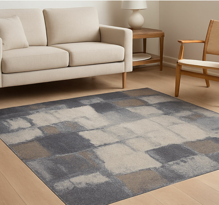 Grey patchwork design square vinyl rug - TenStickers