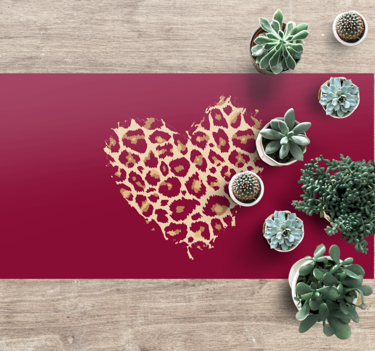 Heart Motif animal print vinyl rug - TenStickers