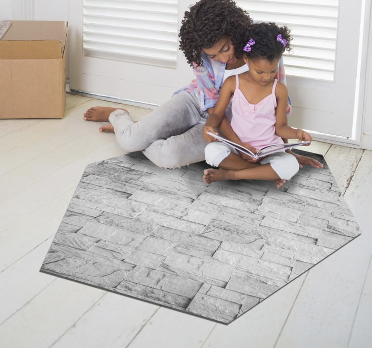 Hexagonal texture stone vinyl rug - TenStickers