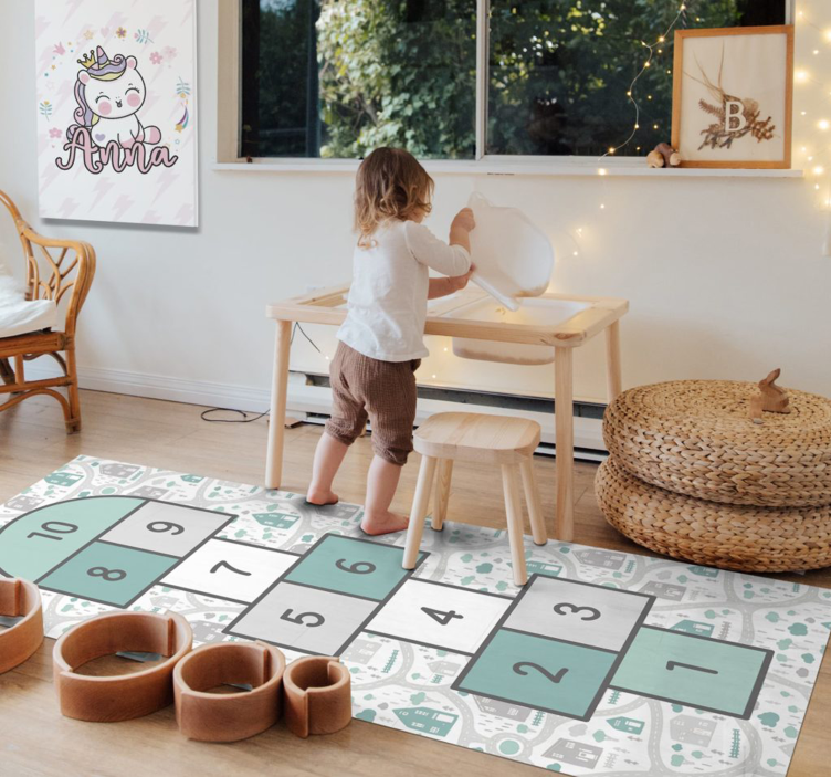 Hopscotch Play Area game vinyl rug - TenStickers