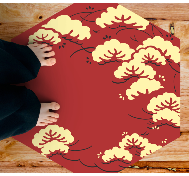 Japanese floral icons living room rug - TenStickers
