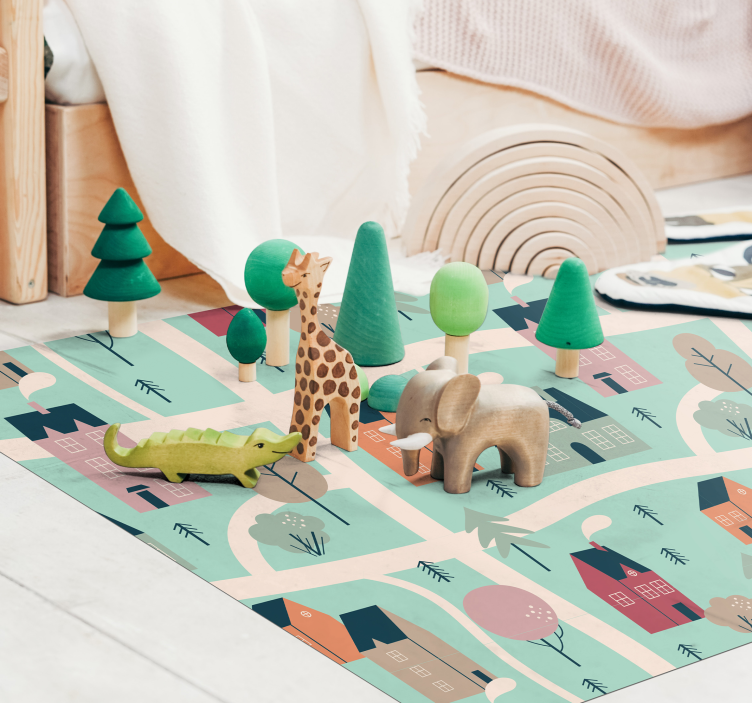 Kids Play Village kids vinyl rug - TenStickers