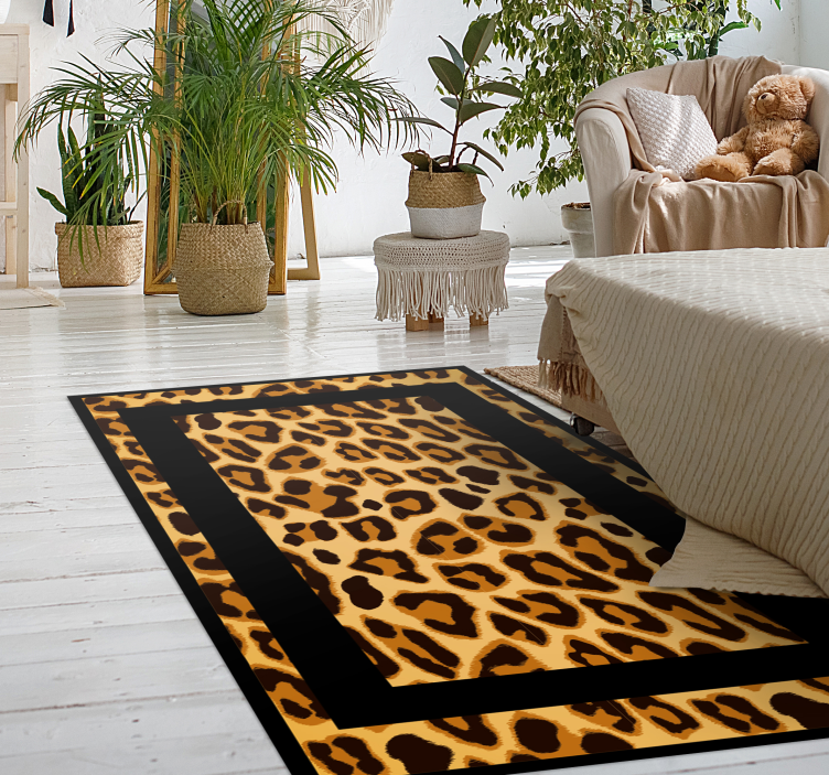 Leopard outline animal print vinyl rug - TenStickers
