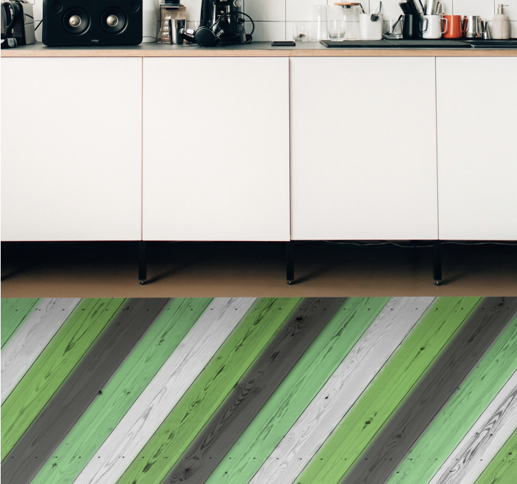Green striped Panels wood effect vinyl rug - TenStickers