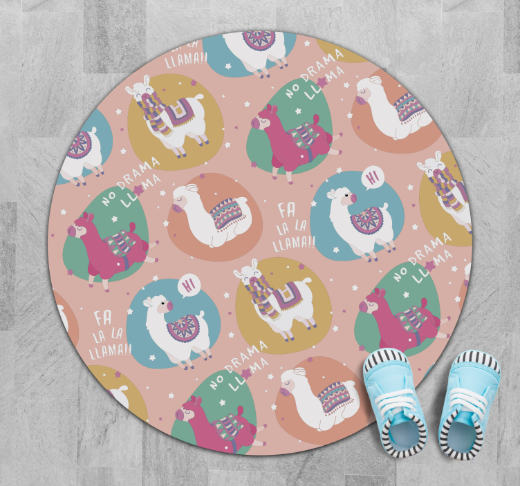 Lively Llama Circle kids vinyl rug - TenStickers