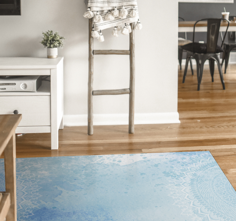 Blue watercolor mandala vinyl rug - TenStickers