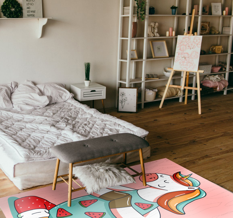 Meditating Unicorn kids vinyl rug - TenStickers