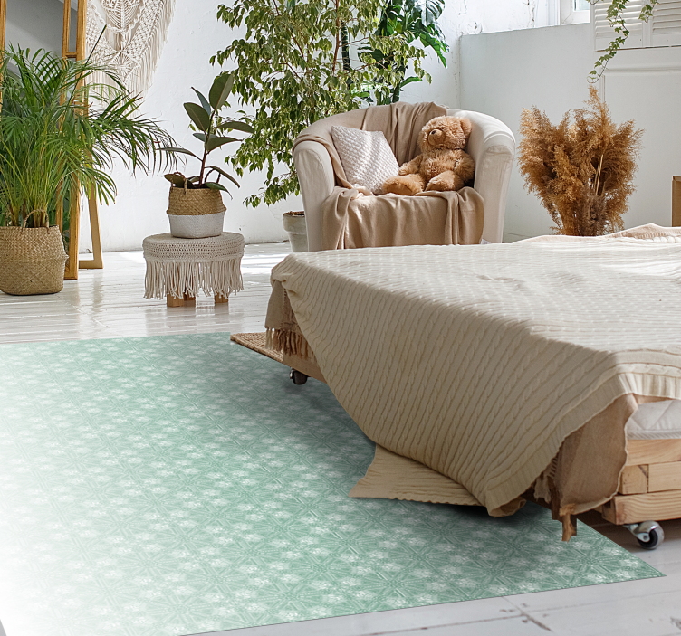 Mint green patterns bedroom vinyl rug - TenStickers