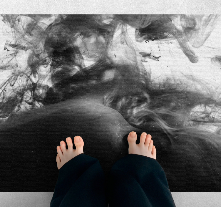 Monochrome Abstract Swirls marble vinyl rug - TenStickers