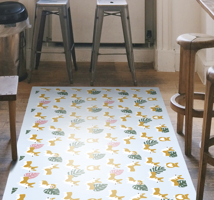 Monstera and dogs animal vinyl rug - TenStickers
