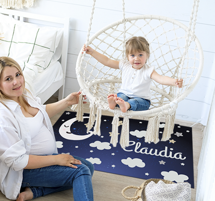 fabulous moon and stars babies vinyl rug - TenStickers