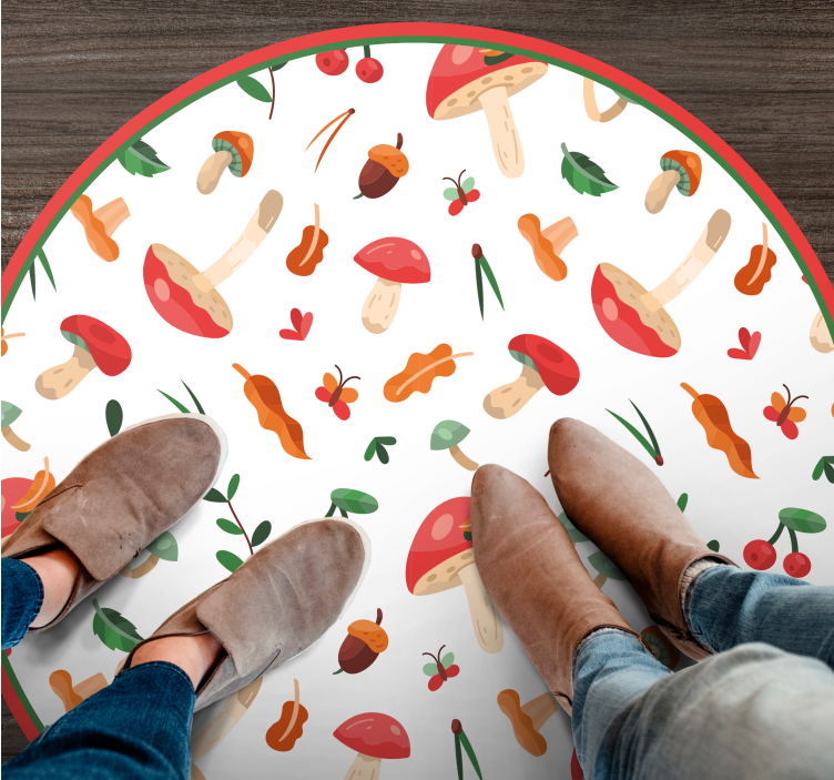Mushroom botanical motif floral vinyl rug - TenStickers