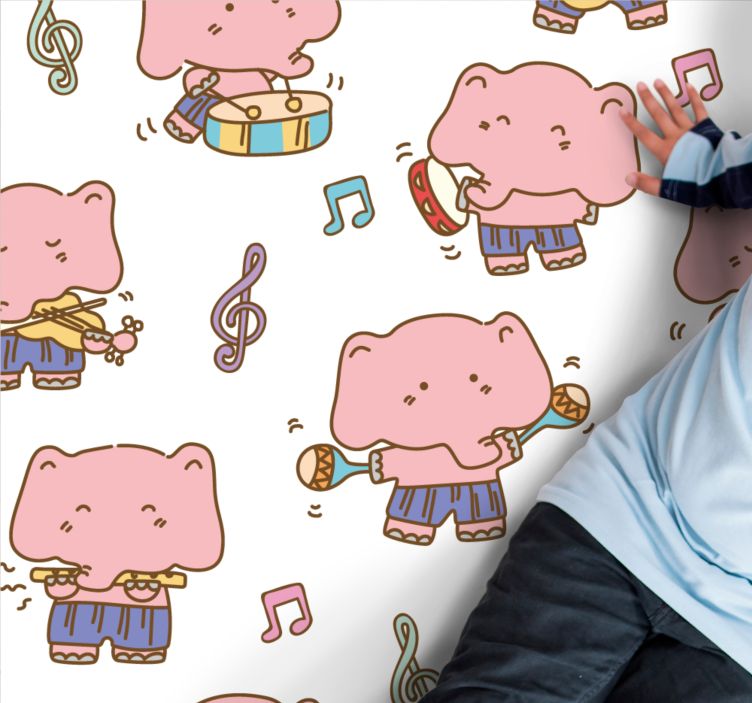 Musical Elephants Theme kids vinyl rug - TenStickers