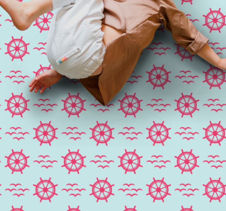 Nautical steering wheels kids vinyl rug - TenStickers