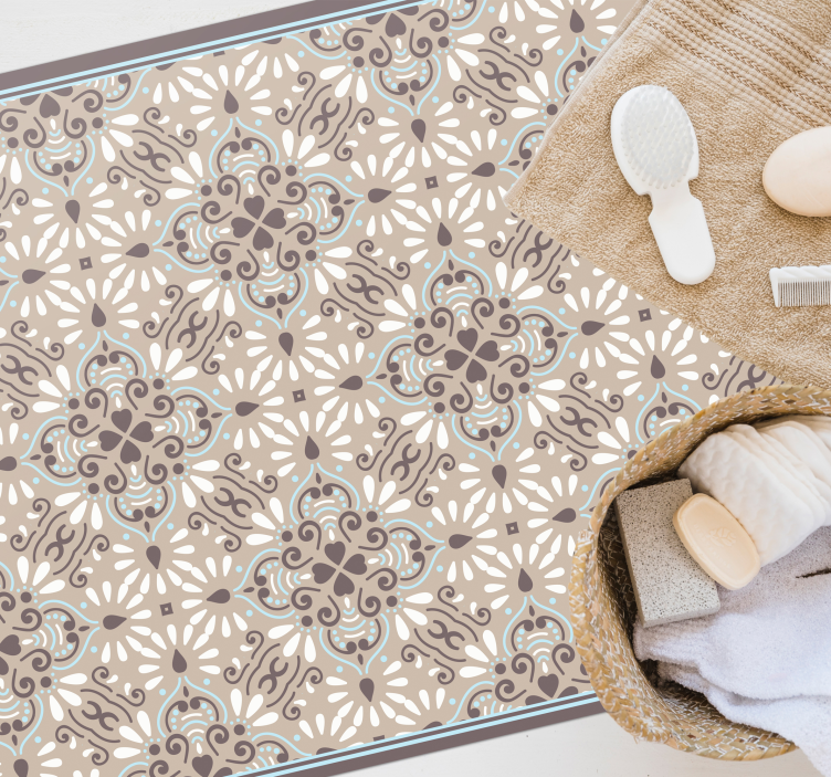 Ornate Patterned Design tile vinyl rug - TenStickers