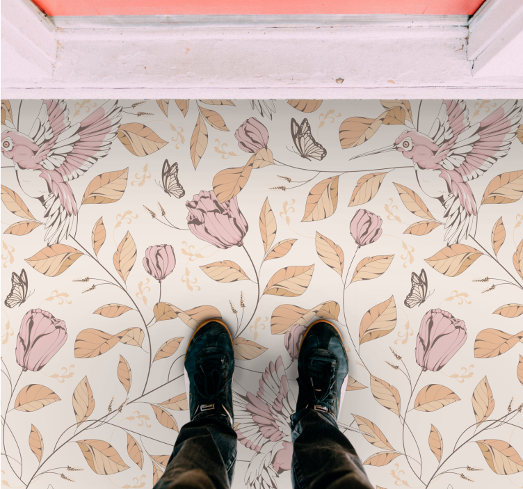 Pastel floral elegance entrance hall vinyl rug - TenStickers