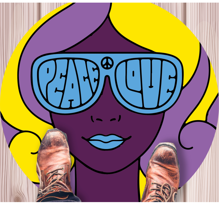 Peace love icon teen vinyl rug - TenStickers