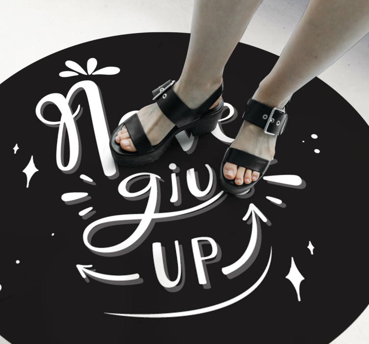 Custom rug with black design never give up - TenStickers