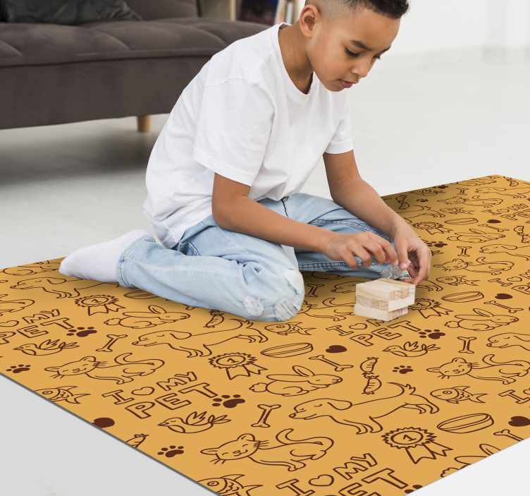 Pet love pattern animal vinyl rug - TenStickers