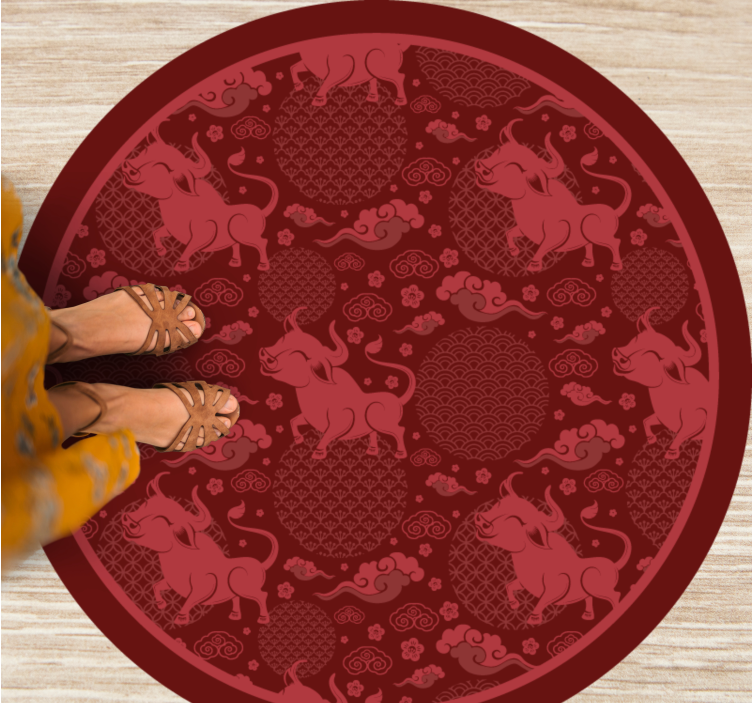 Playful Ox Pattern living room vinyl rug - TenStickers