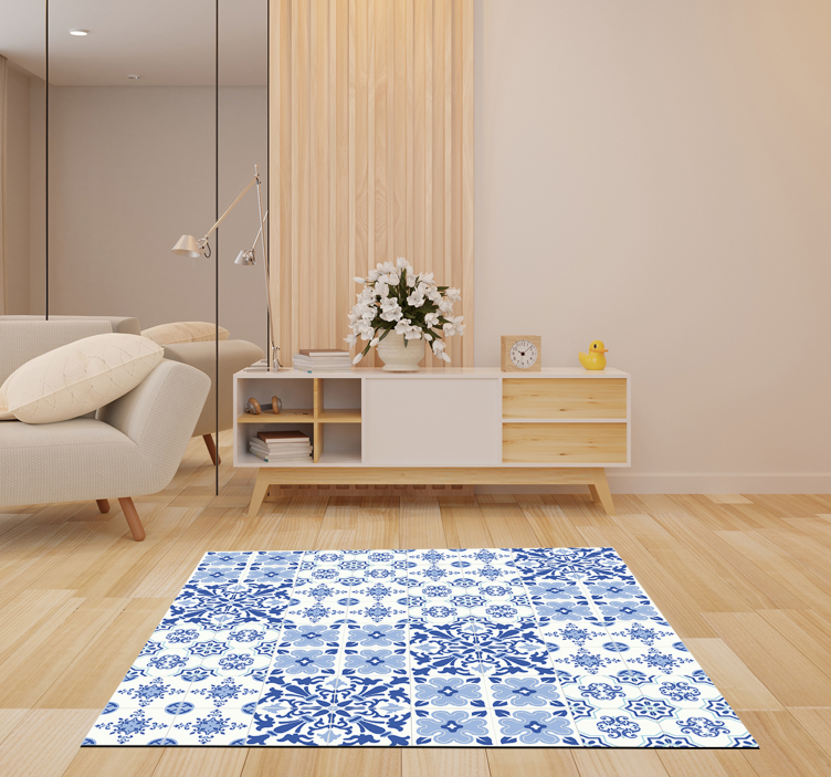 Stunning portuguese tiles vinyl living room rug - TenStickers