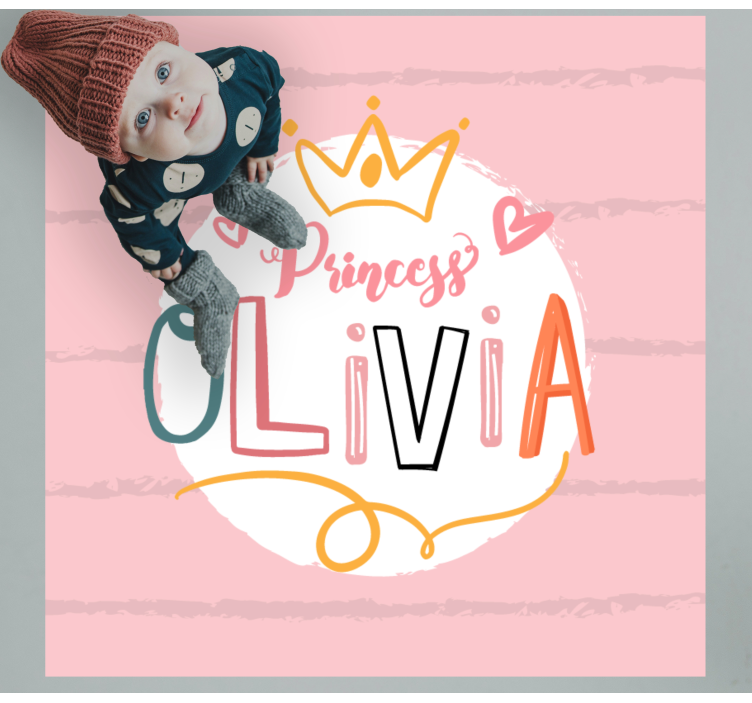Crowned princess with name kids vinyl rug - TenStickers