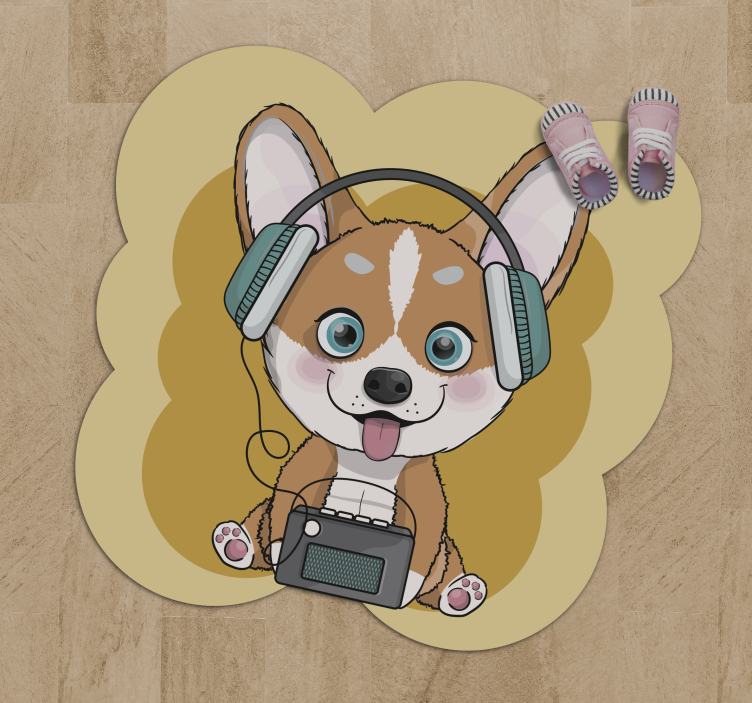 Puppy Headphones Illustration kids vinyl rug - TenStickers