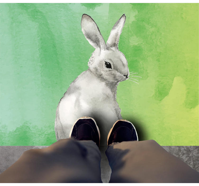 Rabbit green background animal vinyl rug - TenStickers