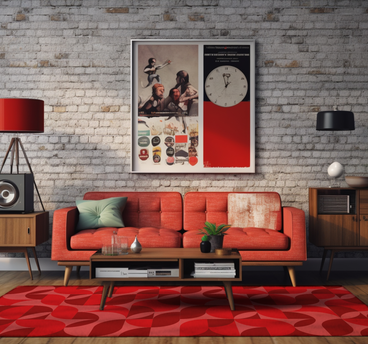 red retro living room rug - TenStickers