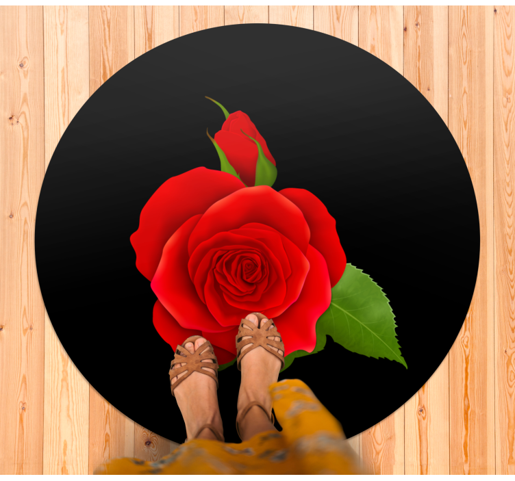 Red Rose Delight floral vinyl rug - TenStickers