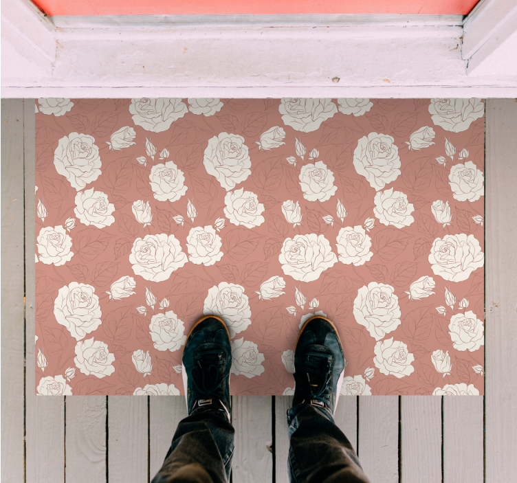 Rose Pattern Overlay floral vinyl rug - TenStickers
