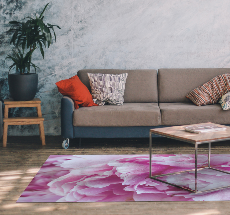 Roseate Peony Bloom floral vinyl rug - TenStickers