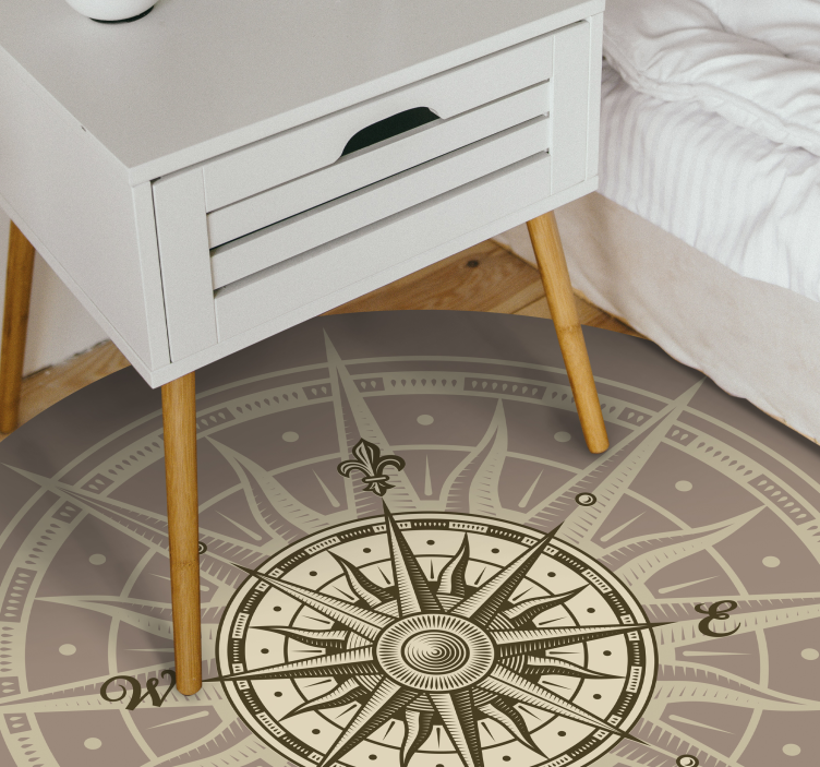 Wonderful round vintage compass vinyl rug - TenStickers