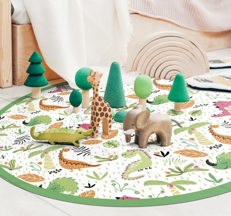 Safari Adventure Circle kids vinyl rug - TenStickers