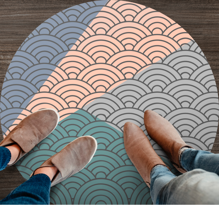 Scalloped Waves Pattern geometric vinyl rug - TenStickers