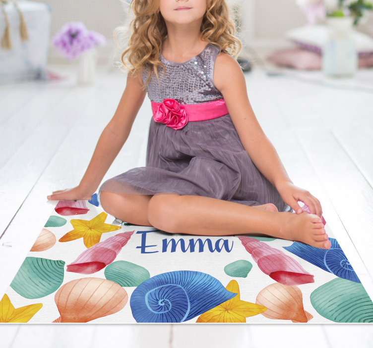 Seashell Personalization custom vinyl rug - TenStickers