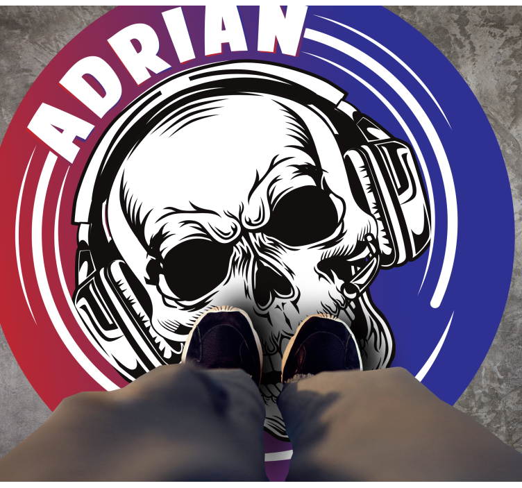 Custom skull headphones teen vinyl rug - TenStickers