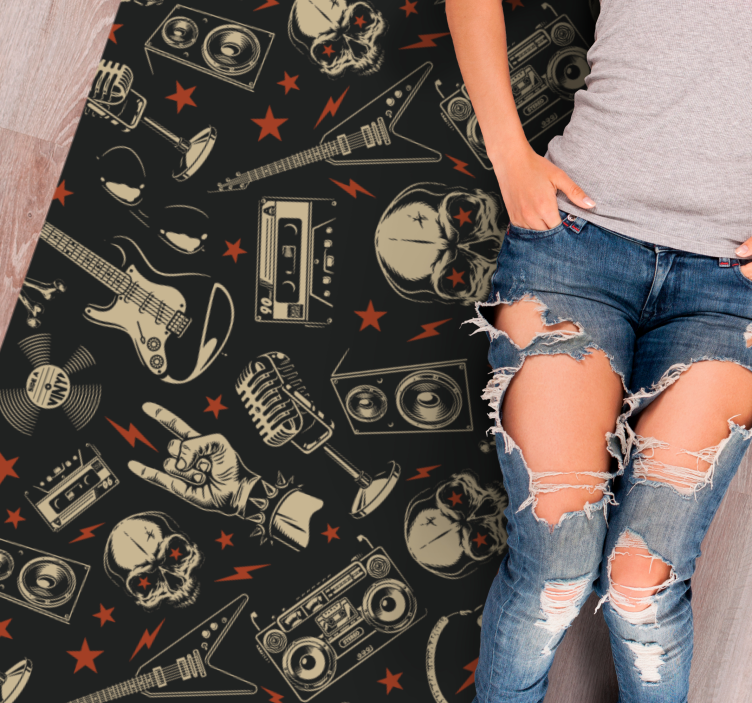 Skull Music Theme teen vinyl rug - TenStickers