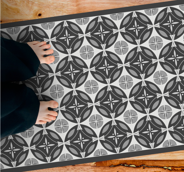Sophisticated Monochrome Motif marble vinyl rug - TenStickers