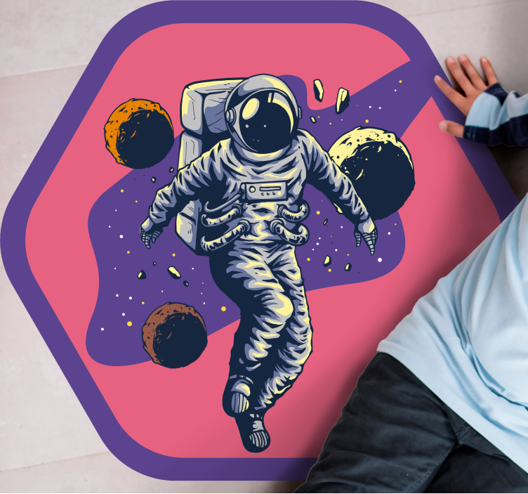 Space Explorer Journey star vinyl rug - TenStickers