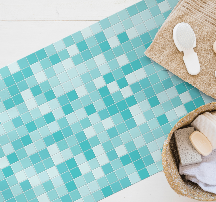 Square Mosaic Fade tile vinyl rug - TenStickers