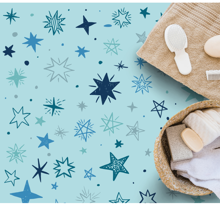 Blue night pattern star vinyl rug - TenStickers