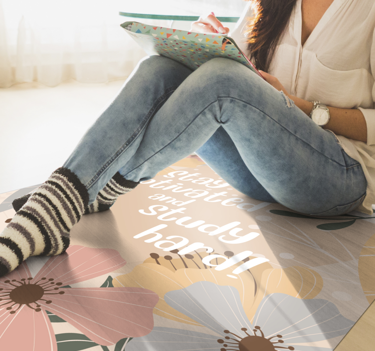 Stay motivated and study custom rug - TenStickers