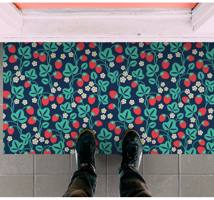 Strawberry Blossom Motivation floral vinyl rug - TenStickers