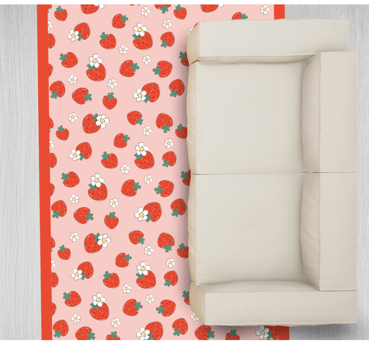Strawberry Floral Motif floral vinyl rug - TenStickers