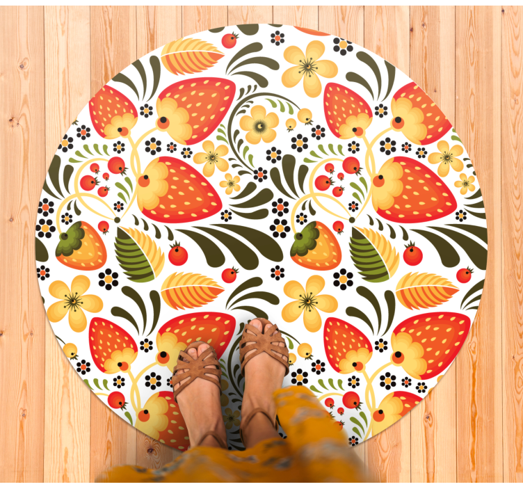 Strawberry Pattern floral vinyl rug - TenStickers