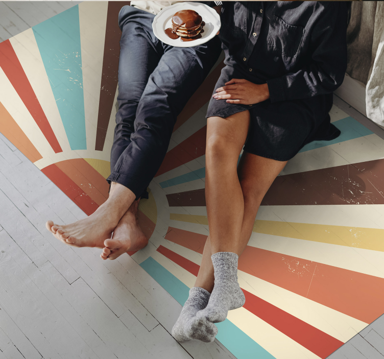 Sunburst Stripes striped vinyl rug - TenStickers