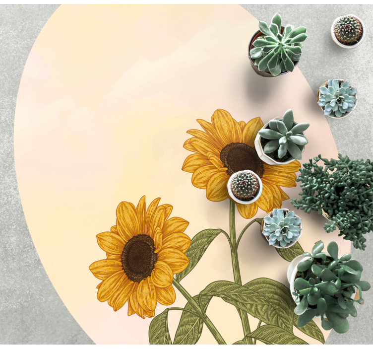 Sunflower Embrace floral vinyl rug - TenStickers